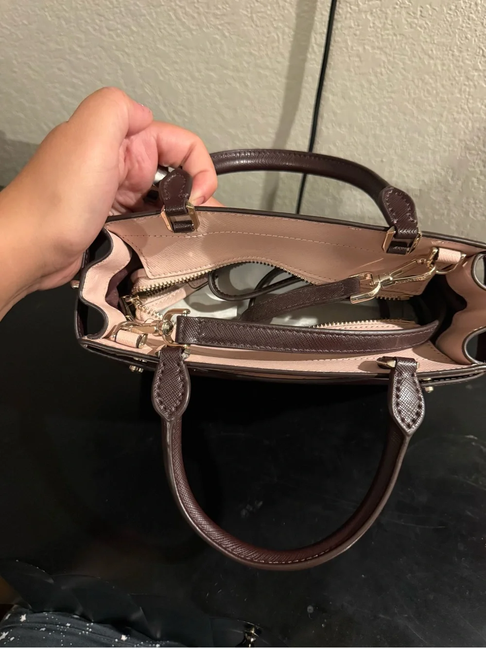 kate spade Two-Tone Burgundy, Light Pink & Dark Brown Mini Satchel